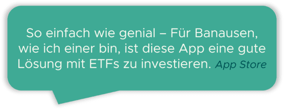 Sprechblase mit einer Rezension die wir im App Store erhielten: 