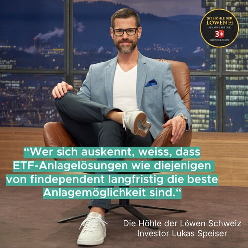 Investor Lukas Speiser sitzt in einem Stuhl und sagt 