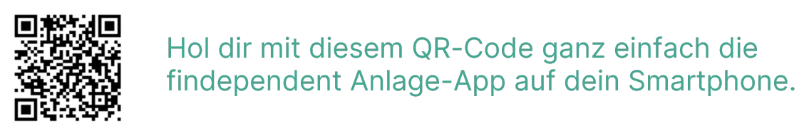 QR Code für den Download der Anlage-App von findependent, als Ergänzung zur Säule 3a von VIAC