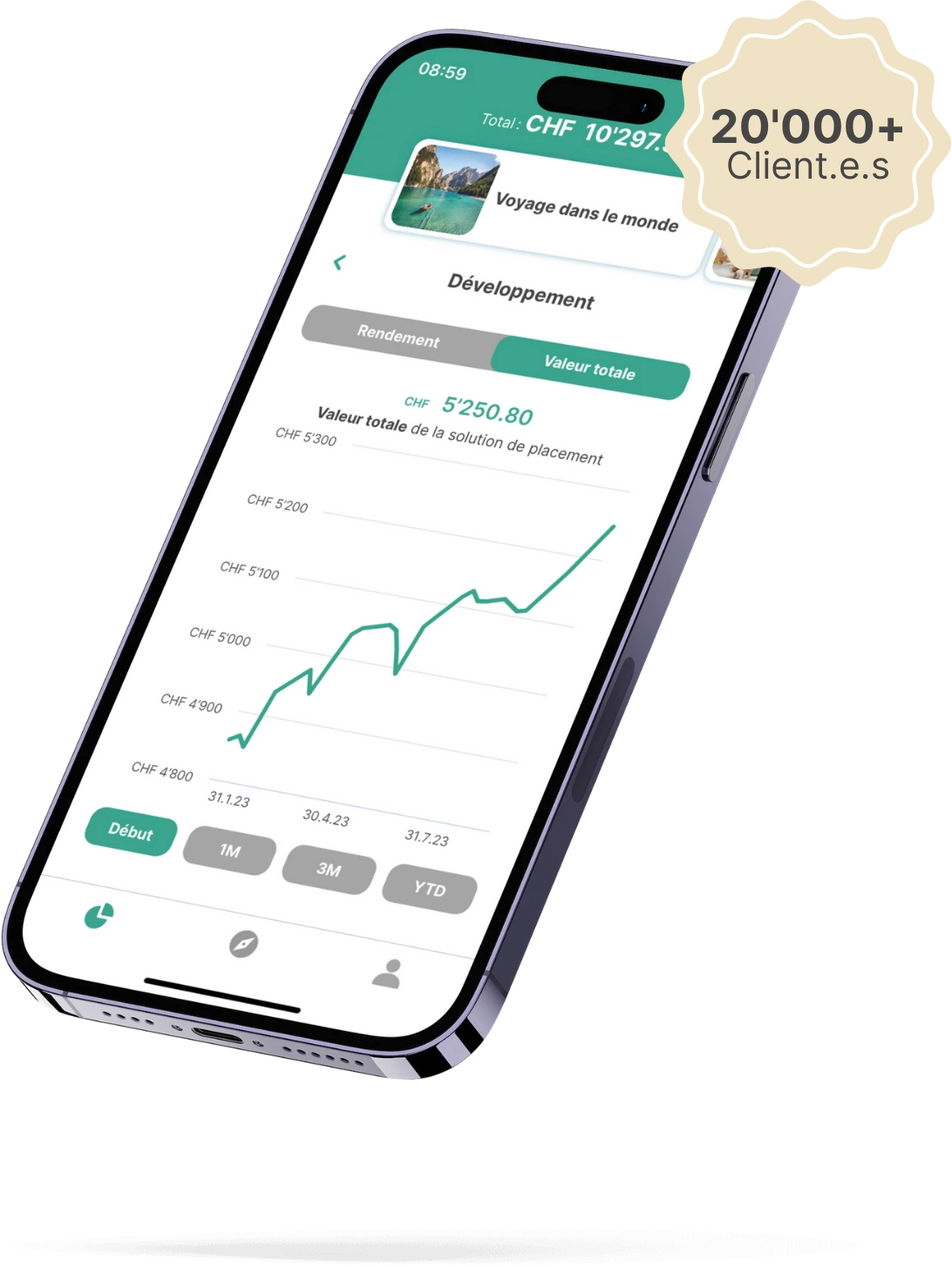 findependent 20'000 client.e.s Mockup Appli